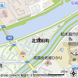 大阪府摂津市北別府町周辺の地図