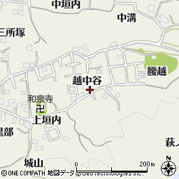 京都府木津川市山城町平尾越中谷周辺の地図