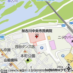 加古川中央市民病院周辺の地図