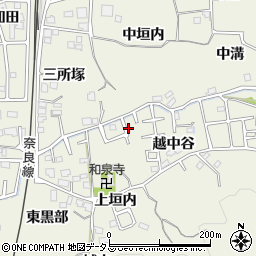 京都府木津川市山城町平尾越中谷4周辺の地図