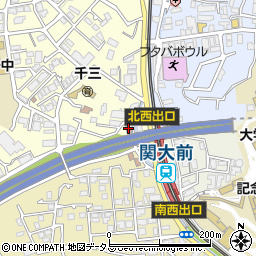 吹田千里山西郵便局周辺の地図