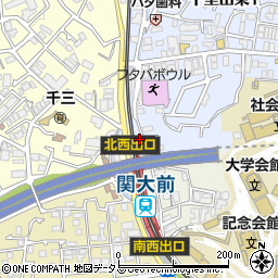デイリーヤマザキ関大前店周辺の地図
