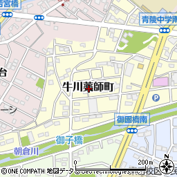 愛知県豊橋市牛川薬師町周辺の地図
