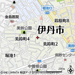 兵庫県伊丹市美鈴町周辺の地図