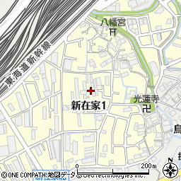 大阪府摂津市新在家周辺の地図