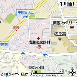 愛知県豊橋市牛川町田中周辺の地図