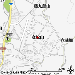 愛知県蒲郡市西浦町（女松山）周辺の地図