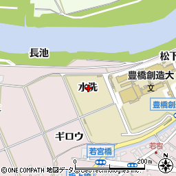 愛知県豊橋市牛川町水洗周辺の地図