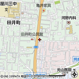 大阪府寝屋川市美井元町1-14周辺の地図