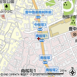 豊中桜塚郵便局周辺の地図