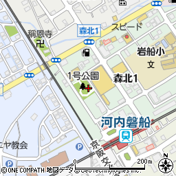 磐船駅北1号公園周辺の地図