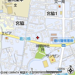 静岡県掛川市宮脇1丁目2周辺の地図