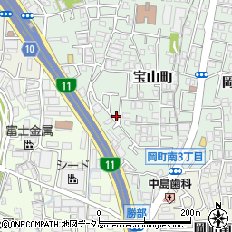大阪府豊中市宝山町21-11周辺の地図