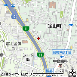 大阪府豊中市宝山町22-7周辺の地図