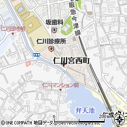 兵庫県宝塚市仁川宮西町2-15周辺の地図