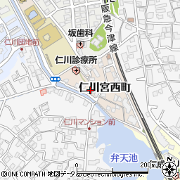 兵庫県宝塚市仁川宮西町2-17周辺の地図