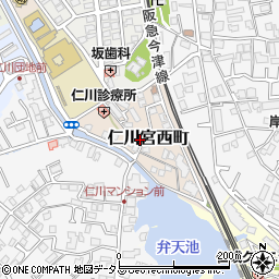兵庫県宝塚市仁川宮西町2-11周辺の地図