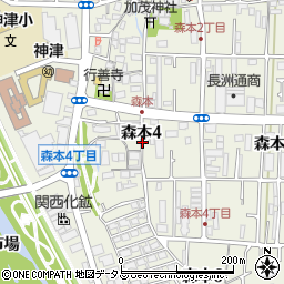兵庫県伊丹市森本4丁目周辺の地図