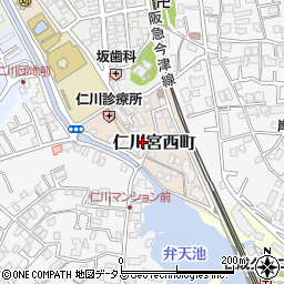 兵庫県宝塚市仁川宮西町2-8周辺の地図