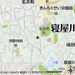大阪府寝屋川市美井元町16-24周辺の地図