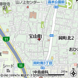 大阪府豊中市宝山町13-13周辺の地図