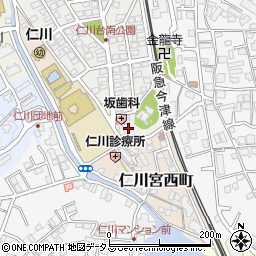 兵庫県宝塚市仁川台1-10周辺の地図