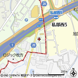 大阪府枚方市茄子作南町250-9周辺の地図