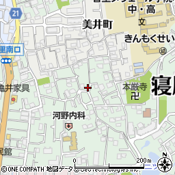 大阪府寝屋川市美井元町14-21周辺の地図