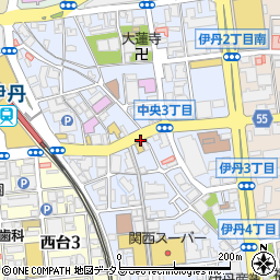 兵庫県伊丹市中央周辺の地図
