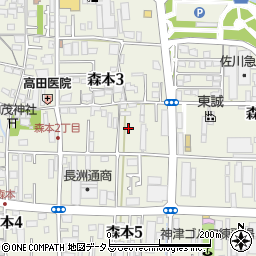 兵庫県伊丹市森本3丁目171周辺の地図