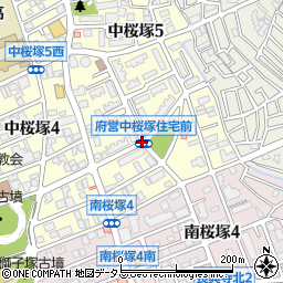 中桜塚住宅前周辺の地図