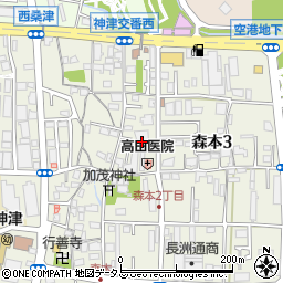 兵庫県伊丹市森本2丁目周辺の地図