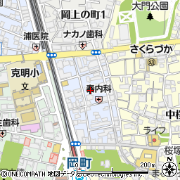 大阪府豊中市岡町周辺の地図