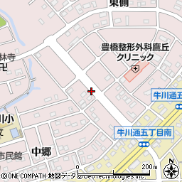 愛知県豊橋市牛川町周辺の地図