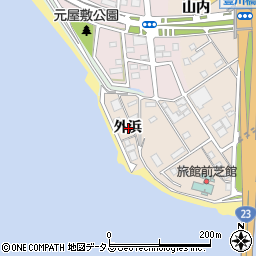 愛知県豊橋市前芝町外浜周辺の地図