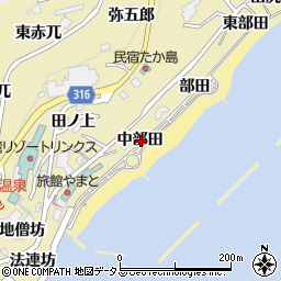 愛知県西尾市吉良町宮崎中部田周辺の地図