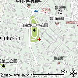 兵庫県三木市志染町中自由が丘周辺の地図