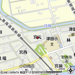愛知県豊橋市横須賀町宮元周辺の地図