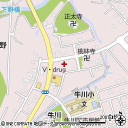 愛知県豊橋市牛川町西側周辺の地図