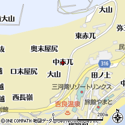 愛知県西尾市吉良町宮崎（中赤兀）周辺の地図