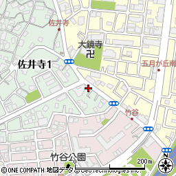 佐井寺１丁目テラスハウス周辺の地図