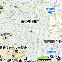 大阪府寝屋川市東香里園町周辺の地図