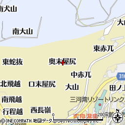 愛知県西尾市吉良町宮崎奥末屋尻周辺の地図
