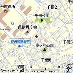 伊丹千僧郵便局周辺の地図