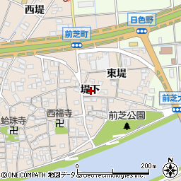 愛知県豊橋市前芝町堤下周辺の地図