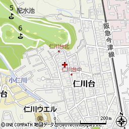 兵庫県宝塚市仁川台189周辺の地図