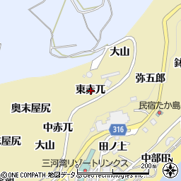愛知県西尾市吉良町宮崎東赤兀周辺の地図