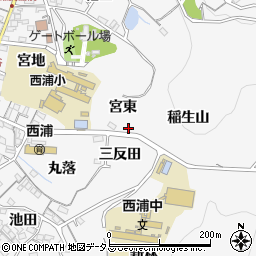 愛知県蒲郡市西浦町宮東周辺の地図