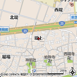 愛知県豊橋市前芝町堤上周辺の地図