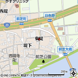 愛知県豊橋市前芝町東堤周辺の地図